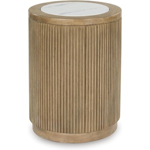 Signature Design by Ashley Grayman Modern End Table with Faux Marble Pattern, Black & White(Light Brown)