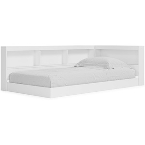 Signature Design by Ashley Piperton Twin Bookcase Storage Bed, White, USB(White)