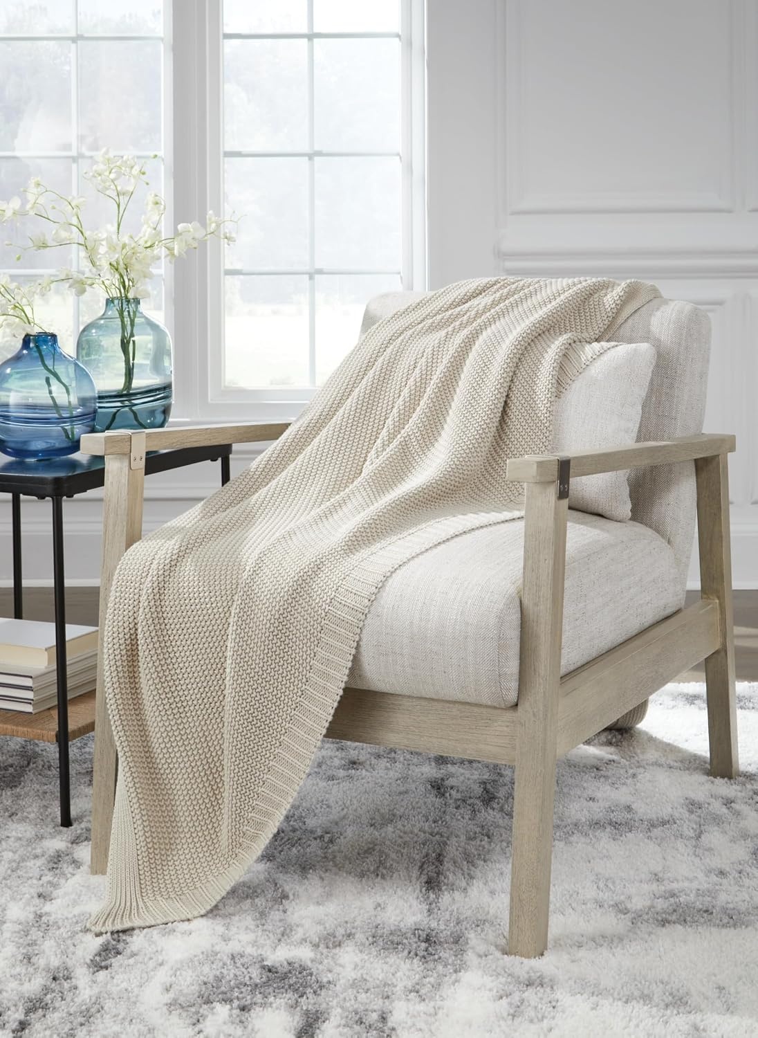 image:imageSignature Design by Ashley Gayelery Contemporary Cotton Blanket Throw Set of 3 Light Gray