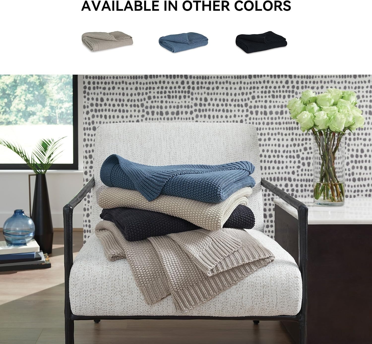 image:imageSignature Design by Ashley Gayelery Contemporary Cotton Blanket Throw Set of 3 Light Gray