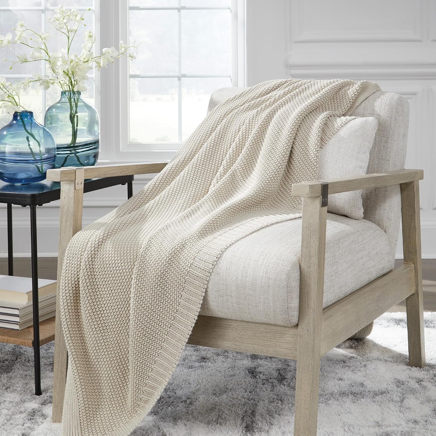 image:imageSignature Design by Ashley Gayelery Contemporary Cotton Blanket Throw Set of 3 Light Gray