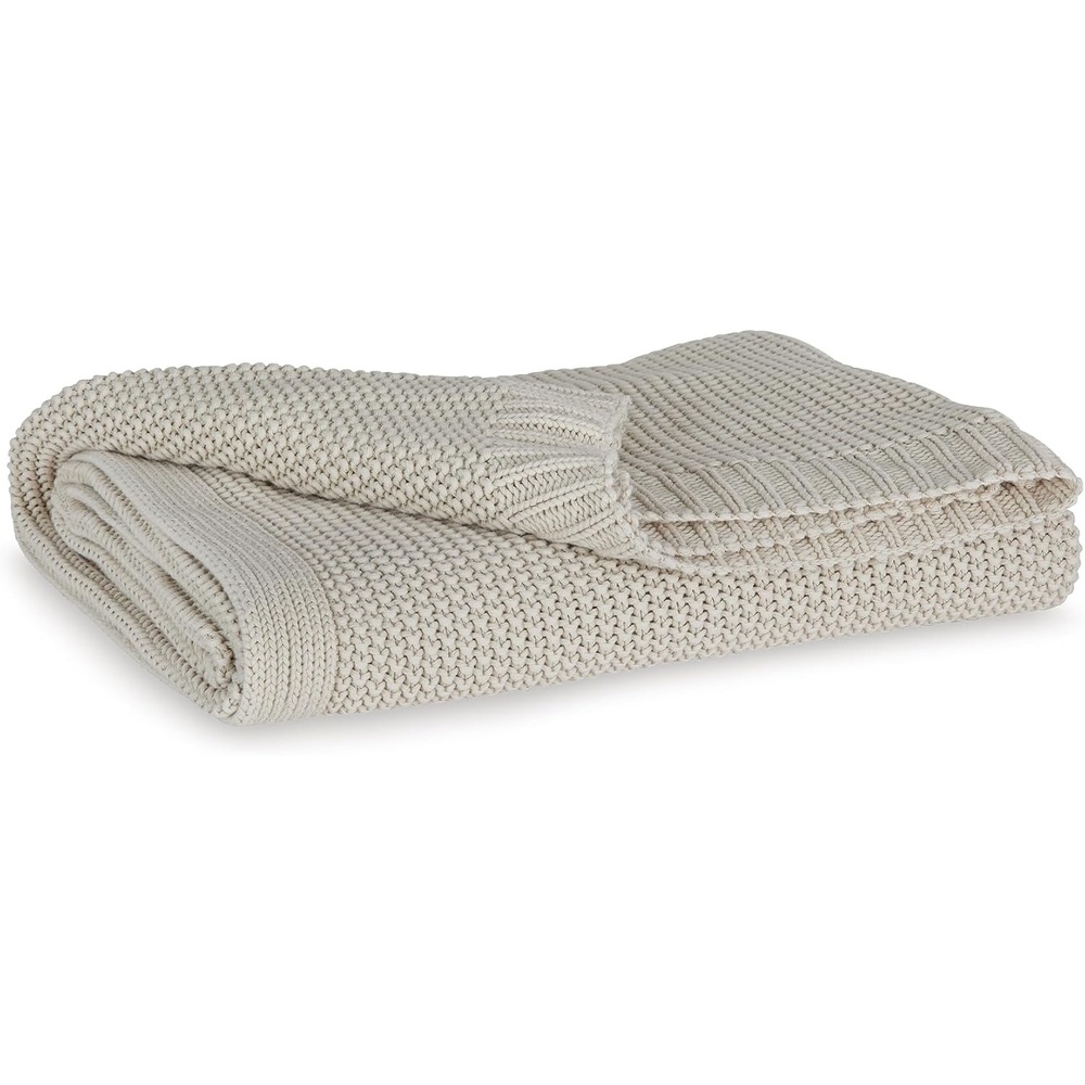 image:imageSignature Design by Ashley Gayelery Contemporary Cotton Blanket Throw Set of 3 Light Gray