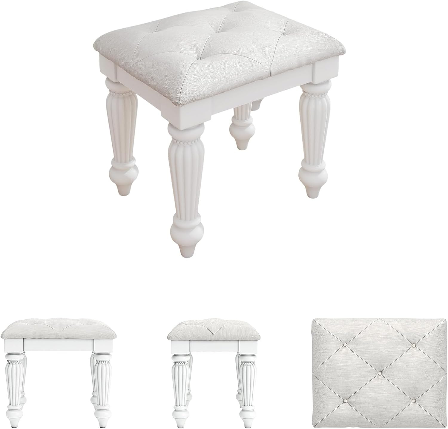 image:imageSignature Design by Ashley Trindura Vanity Stool Button Tufted White