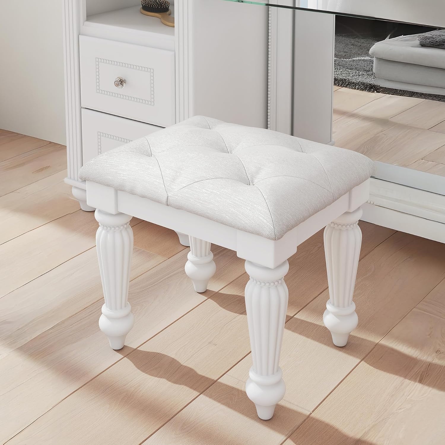 image:imageSignature Design by Ashley Trindura Vanity Stool Button Tufted White