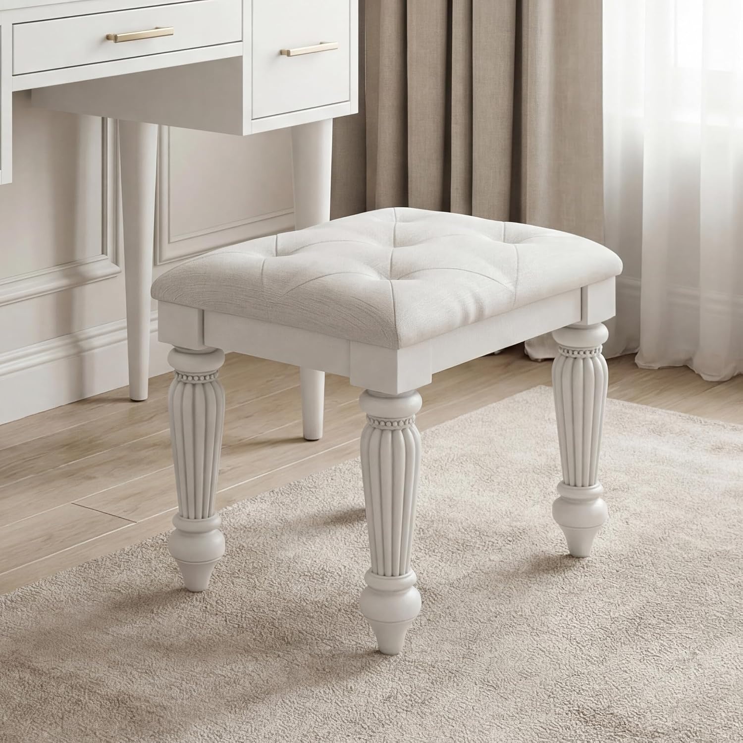 image:imageSignature Design by Ashley Trindura Vanity Stool Button Tufted White