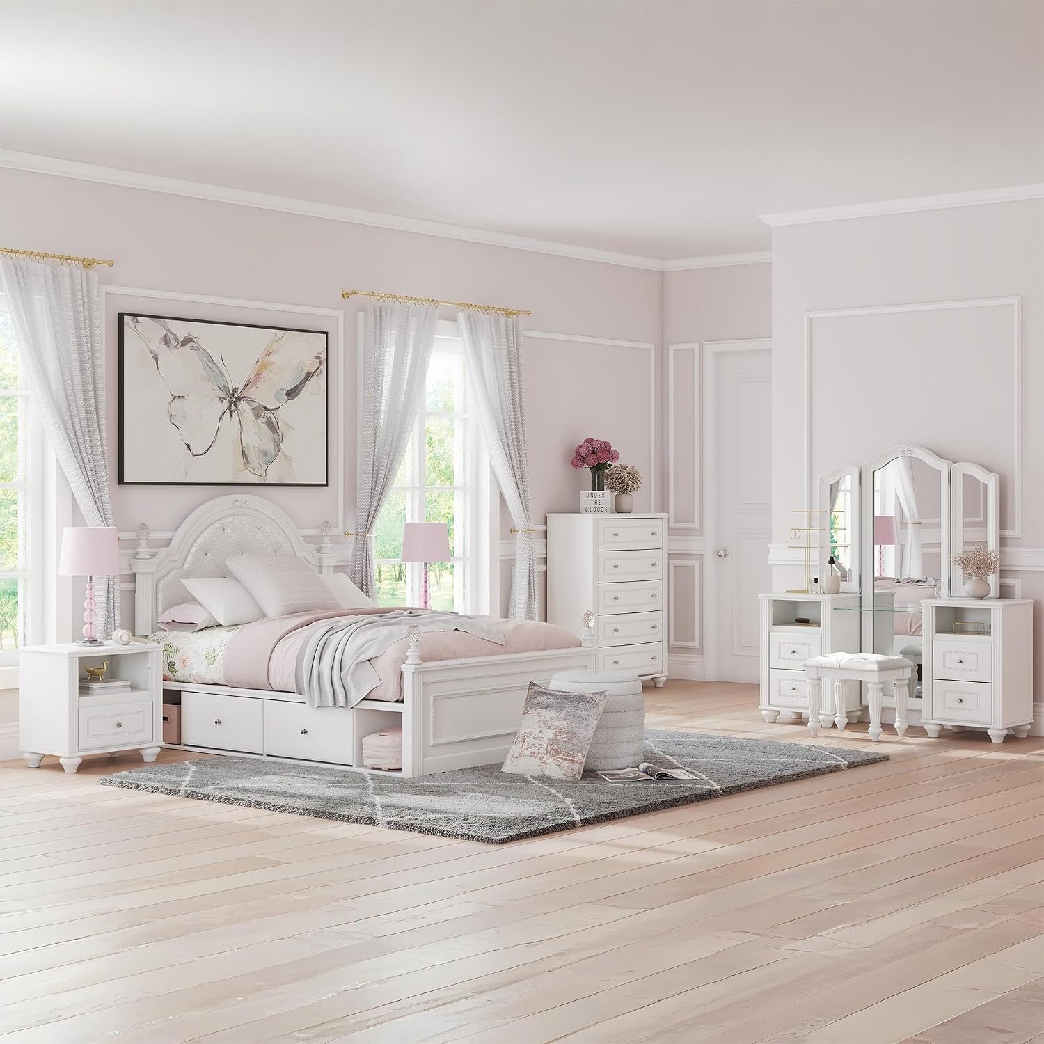 image:imageSignature Design by Ashley Trindura Vanity Stool Button Tufted White
