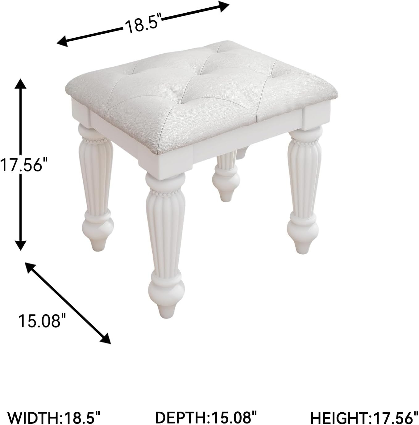 image:imageSignature Design by Ashley Trindura Vanity Stool Button Tufted White