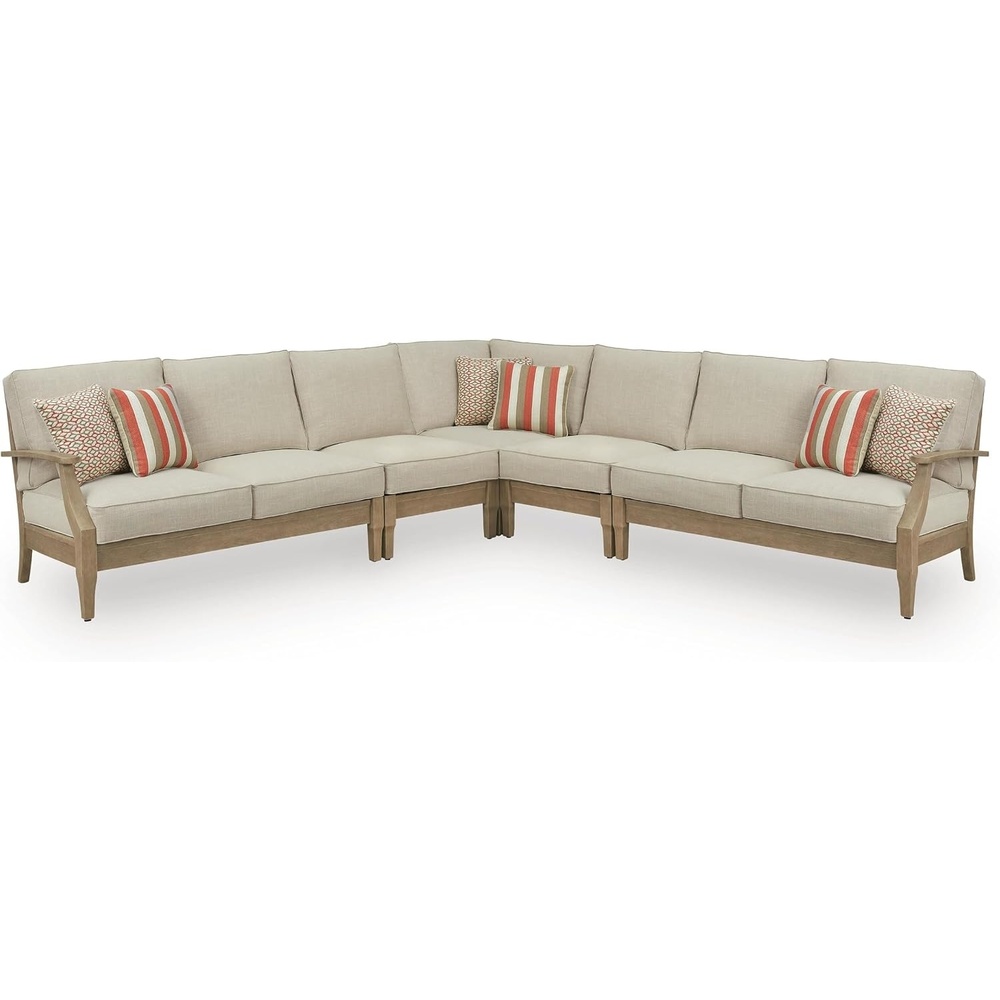 image:imageSignature Design by Ashley Clare View Patio Sectional Eucalyptus Wood
