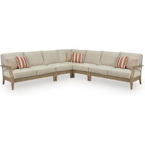 Signature Design by Ashley Clare View Patio Sectional, Eucalyptus Wood