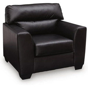 Signature Design by Ashley Faux Leather Accent Living Room Chair, Midnight