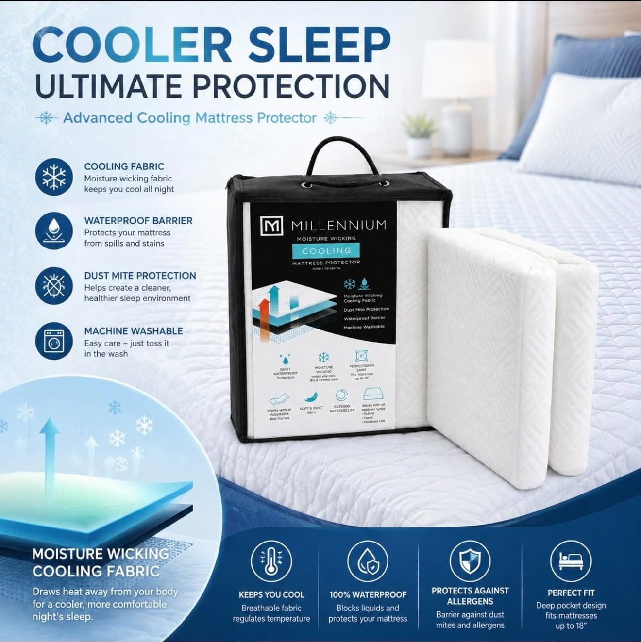 image:imageSignature Design by Ashley Cooling Waterproof Mattress Protector King