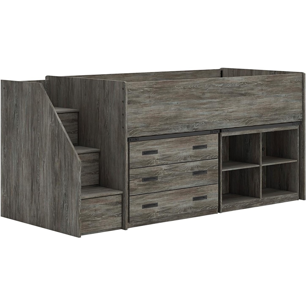 image:imageSignature Design by Ashley Frandern Twin Loft Bed with Stairs Gray