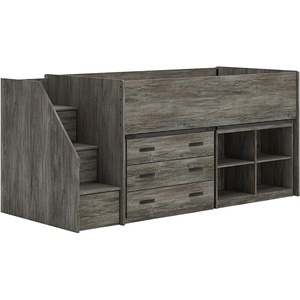 Signature Design by Ashley Frandern Twin Loft Bed with Stairs, Gray