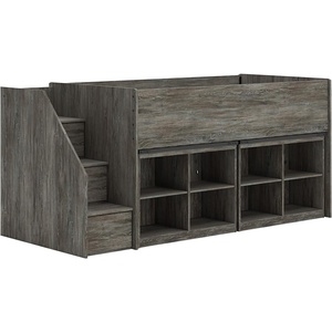 Signature Design by Ashley Twin Loft Bed with Storage, Warm Gray