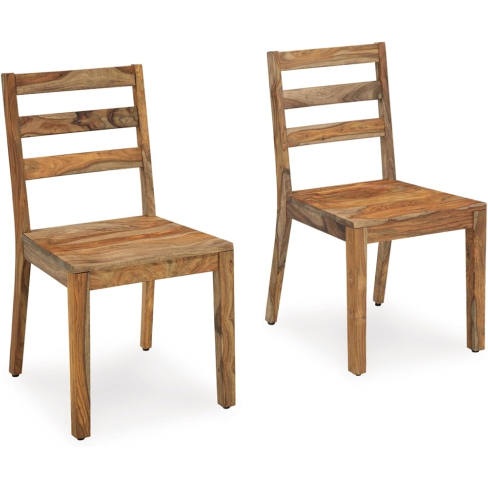 image:imageSignature Design by Ashley Dressonni Farmhouse Solid Wood Armless Dining Chair Set of 2 Light Brown