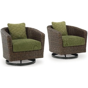Signature Design by Ashley Needle Snow Outdoor Swivel Lounge Chair with Cushion