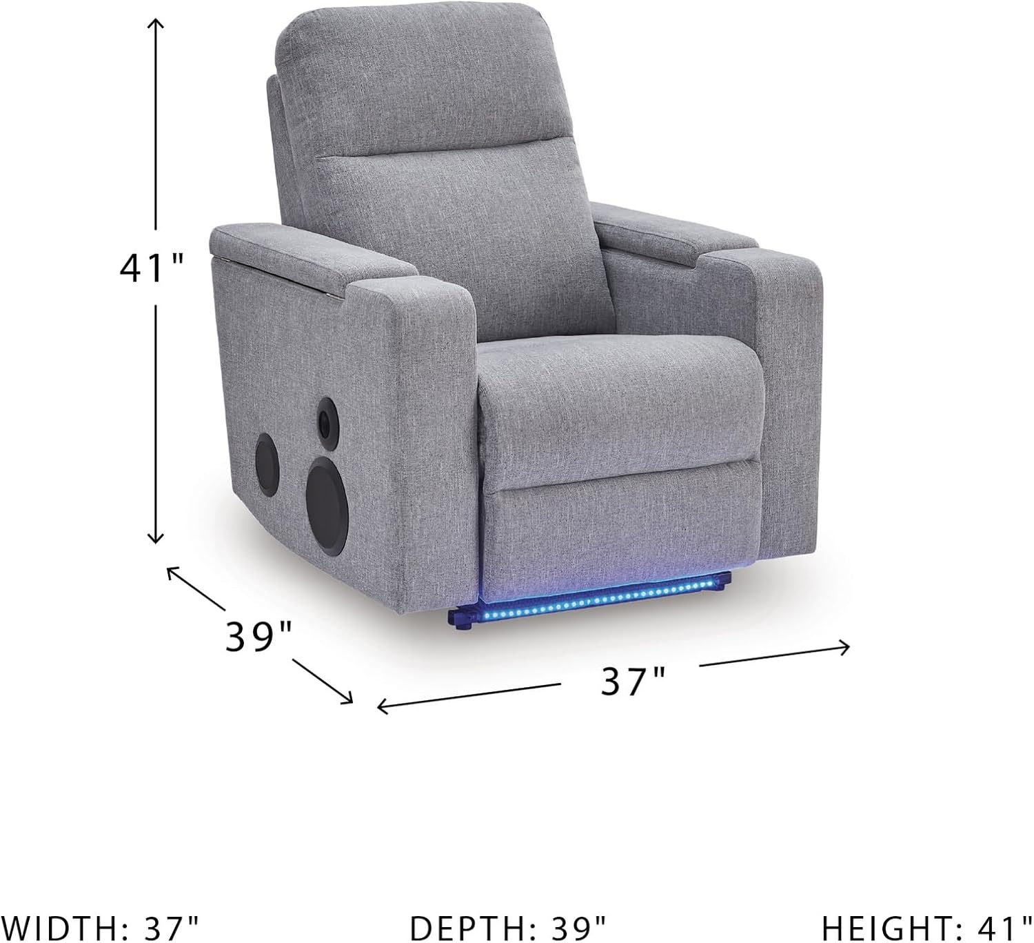 image:imageSignature Design by Ashley Power Glider Recliner with Audio Pewter