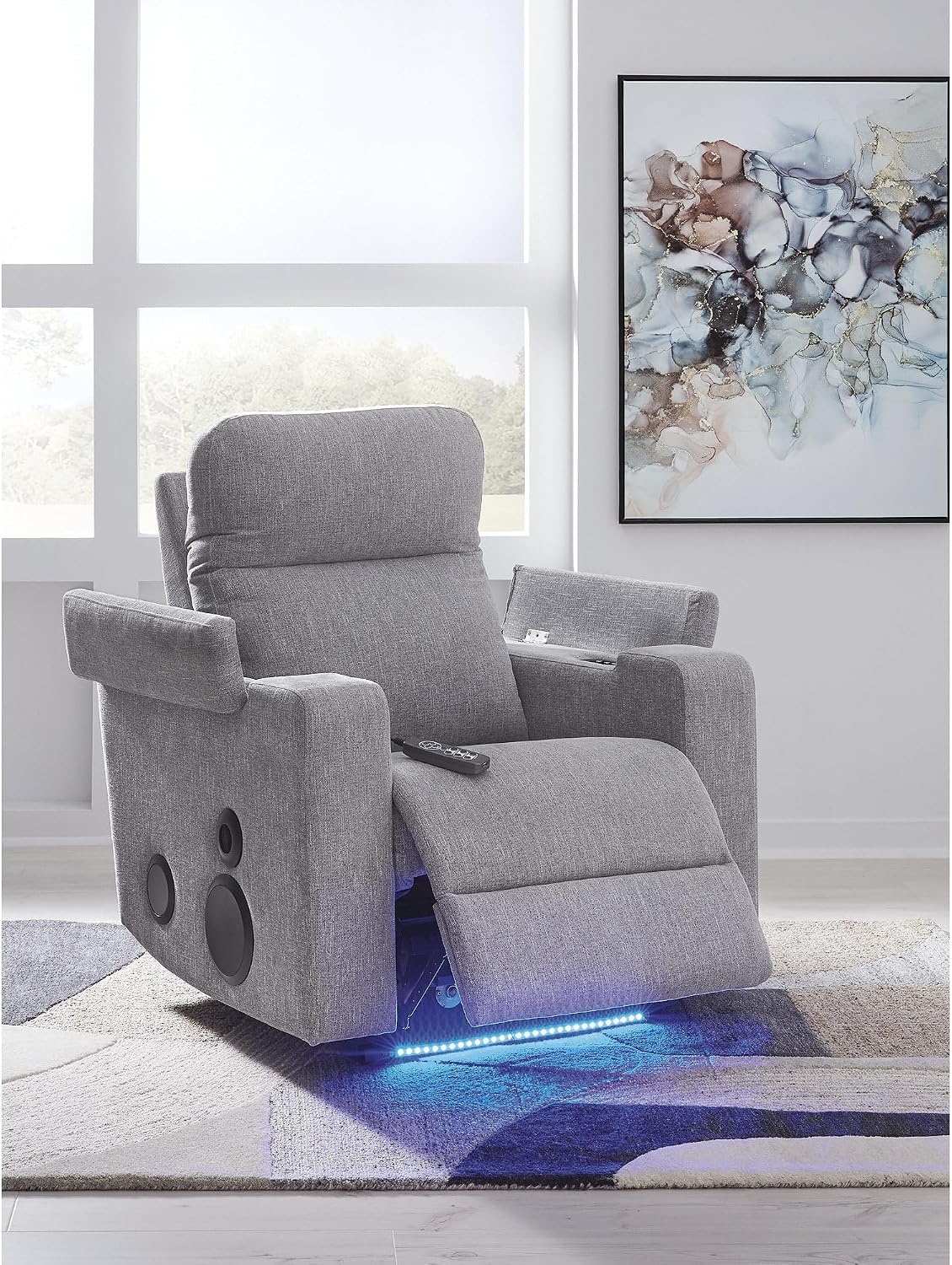image:imageSignature Design by Ashley Power Glider Recliner with Audio Pewter