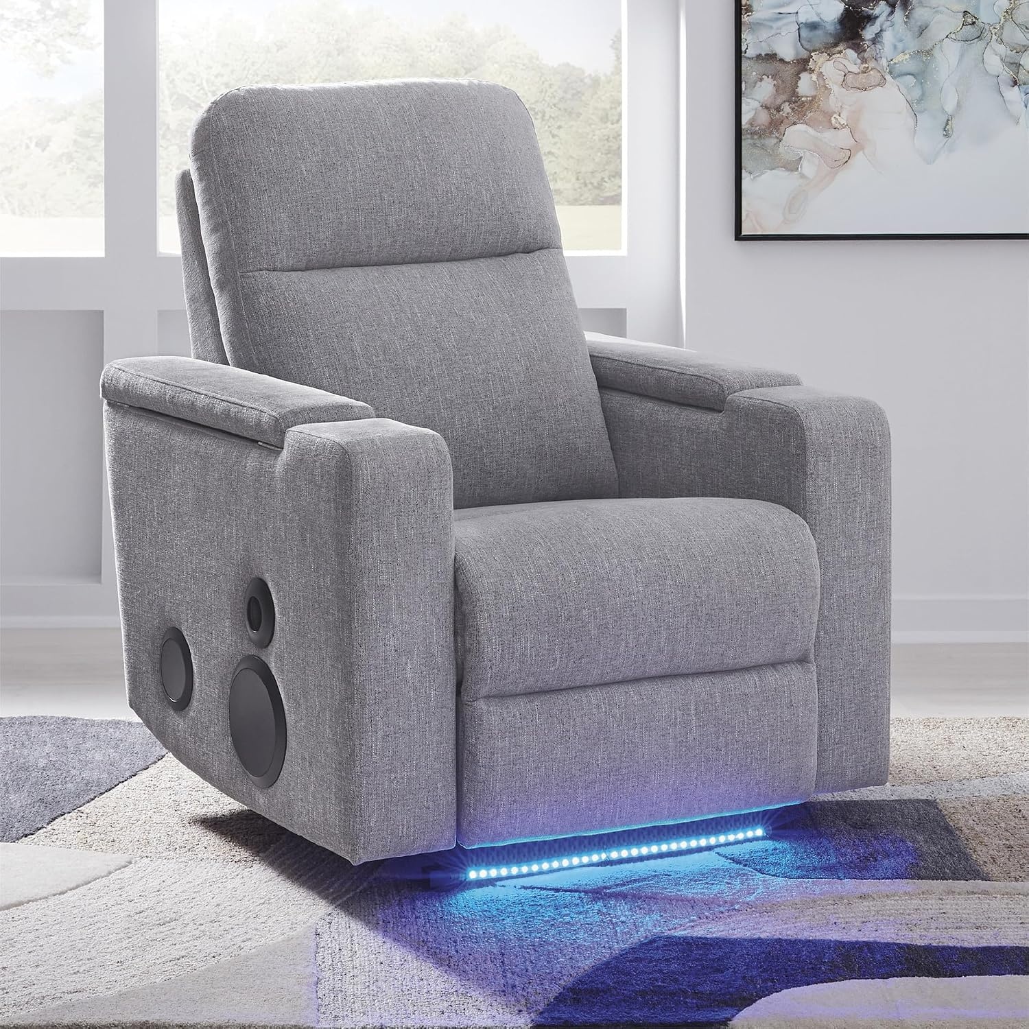 image:imageSignature Design by Ashley Power Glider Recliner with Audio Pewter