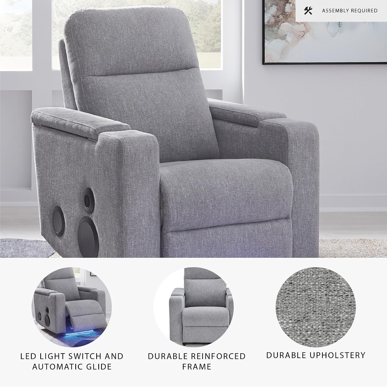 image:imageSignature Design by Ashley Power Glider Recliner with Audio Pewter