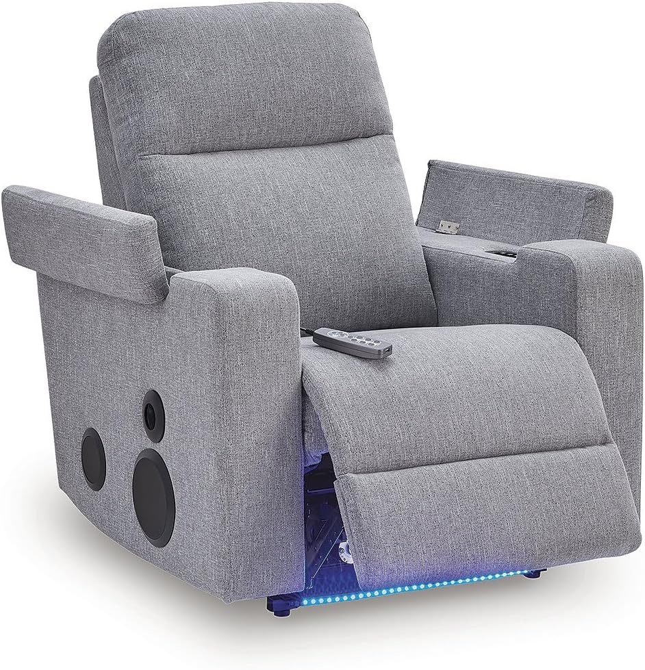 image:imageSignature Design by Ashley Power Glider Recliner with Audio Pewter