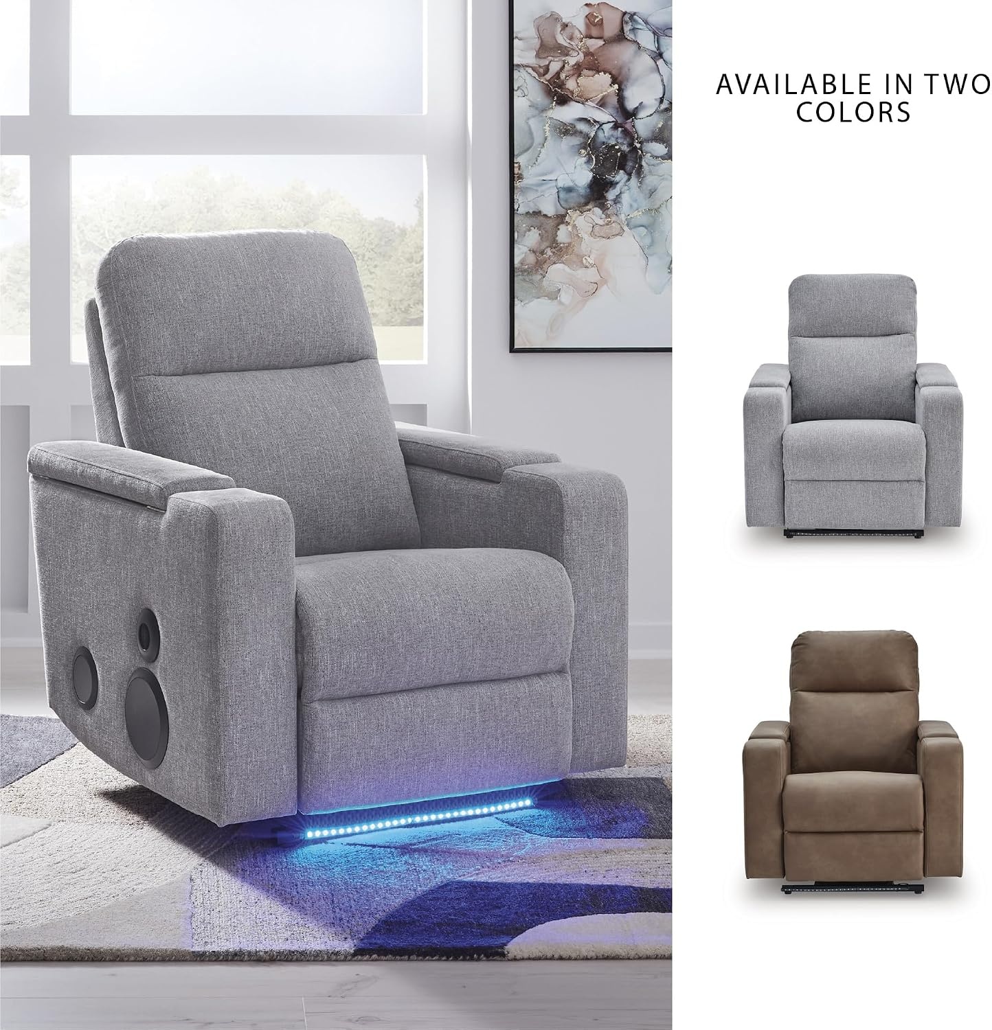 image:imageSignature Design by Ashley Power Glider Recliner with Audio Pewter