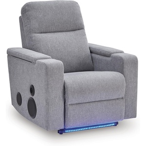 Signature Design by Ashley Power Glider Recliner with Audio, Pewter