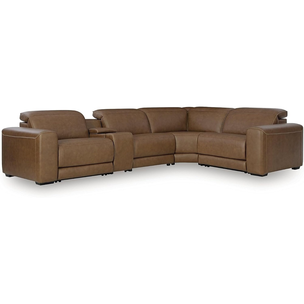 image:imageSignature Design by Ashley 4Piece Power Reclining Leather Sectional5Piece Sectional with Console  Right