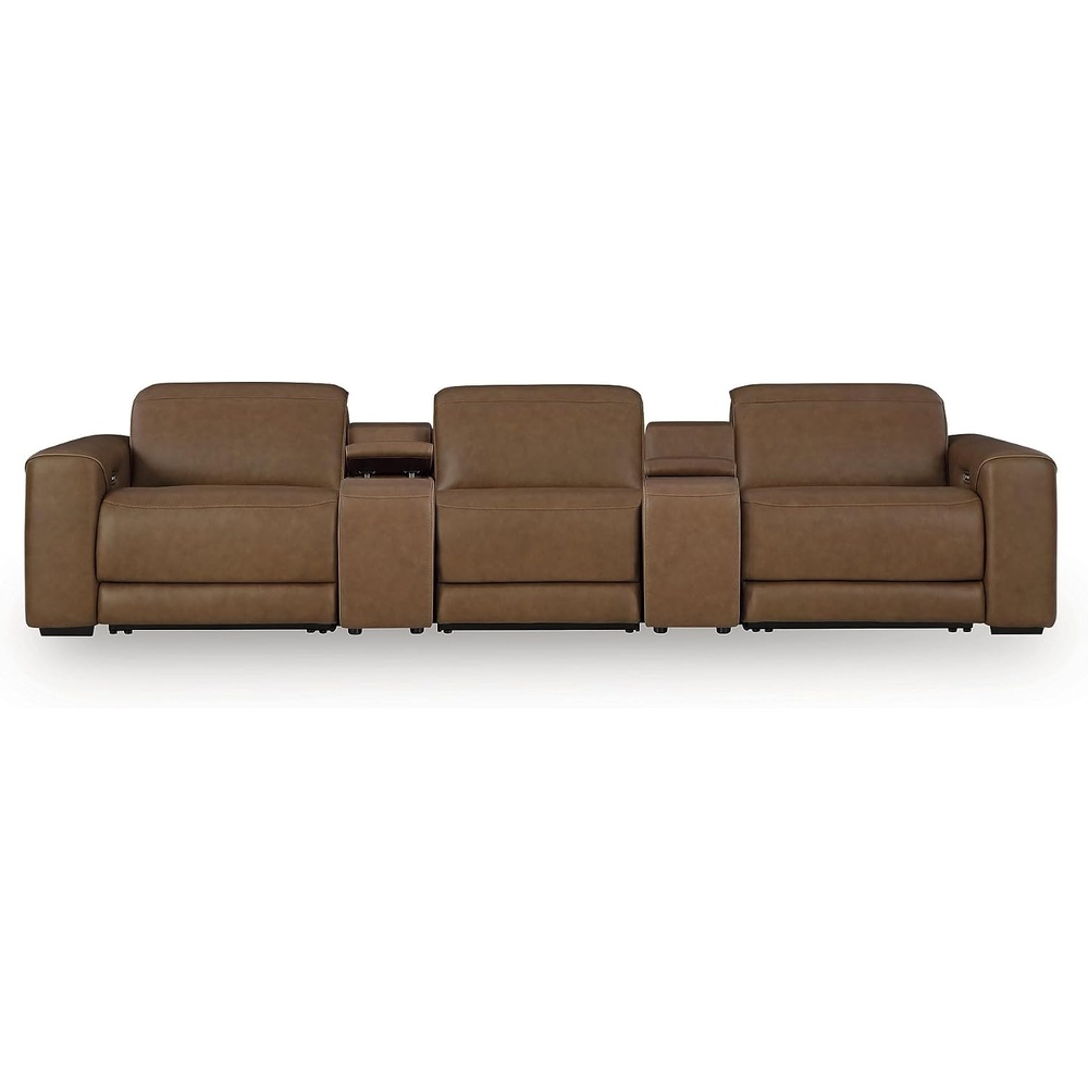 image:imageSignature Design by Ashley 4Piece Power Reclining Leather Sectional5Piece Sectional with Console