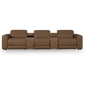 Signature Design by Ashley 4-Piece Power Reclining Leather Sectional(5-Piece Sectional with Console)