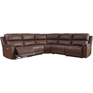 Signature Design by Ashley Burnley 5-Piece Power Reclining Sectional, Grey(Brown)