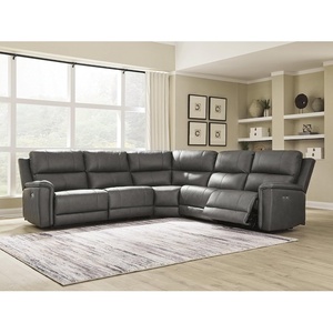 Signature Design by Ashley Burnley 5-Piece Power Reclining Sectional, Grey(Grey)