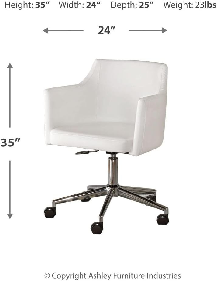 image:imageSignature Design by Ashley Baraga Contemporary Adjustable Swivel Home Office Desk Chair WhiteWhite