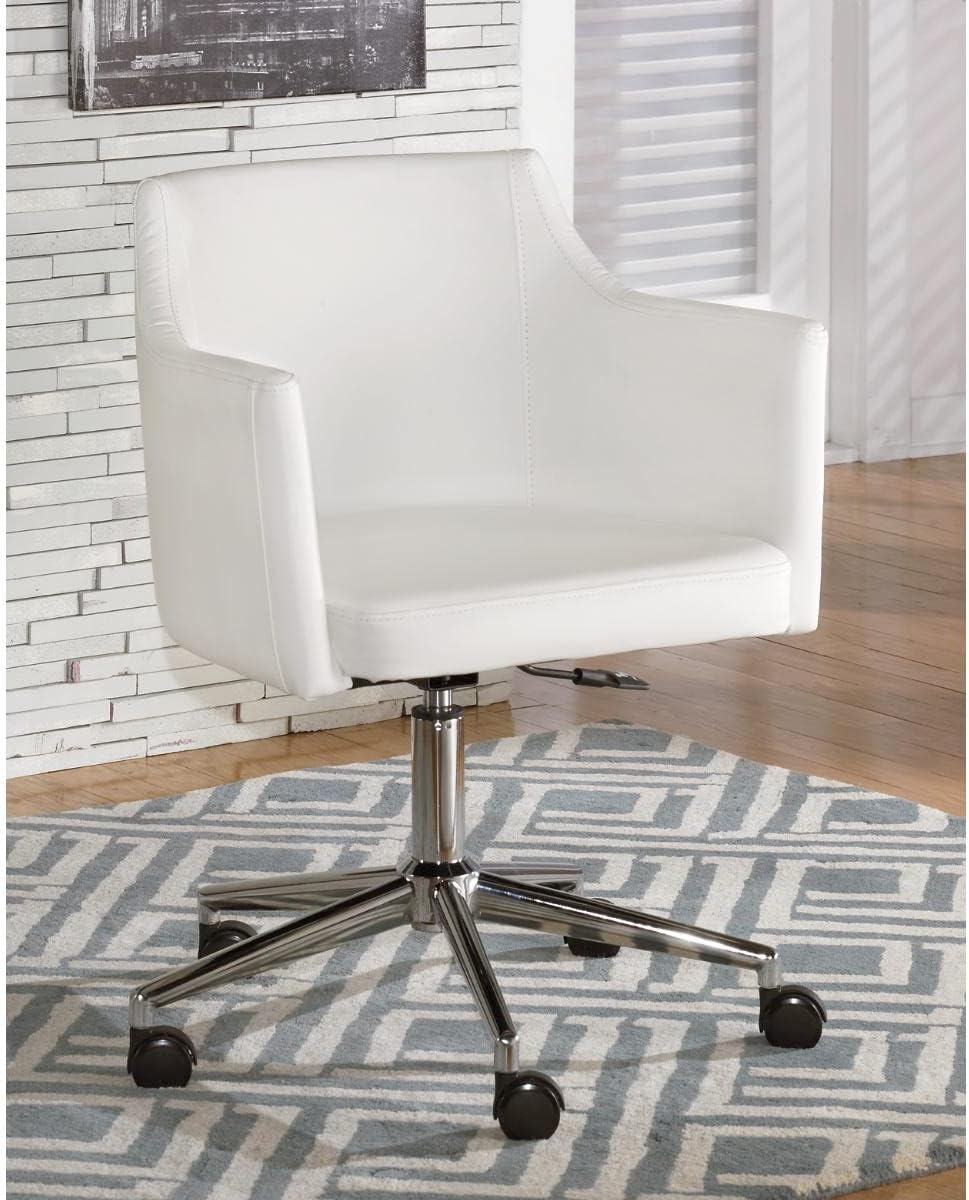 image:imageSignature Design by Ashley Baraga Contemporary Adjustable Swivel Home Office Desk Chair WhiteWhite