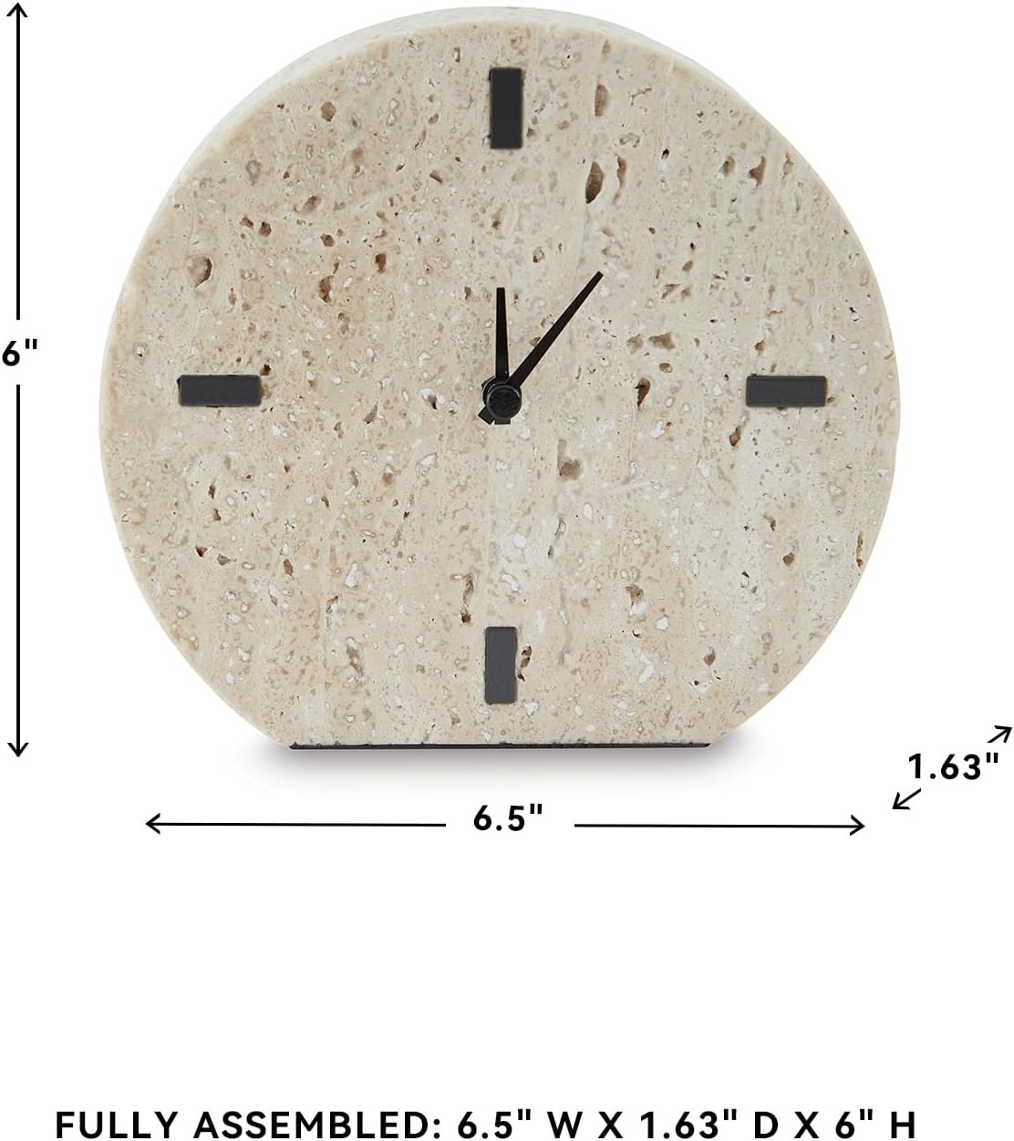 image:imageSignature Design by Ashley Donfordson Minimalist Travertine Analog Table Clock Set of 2 Beige amp Black