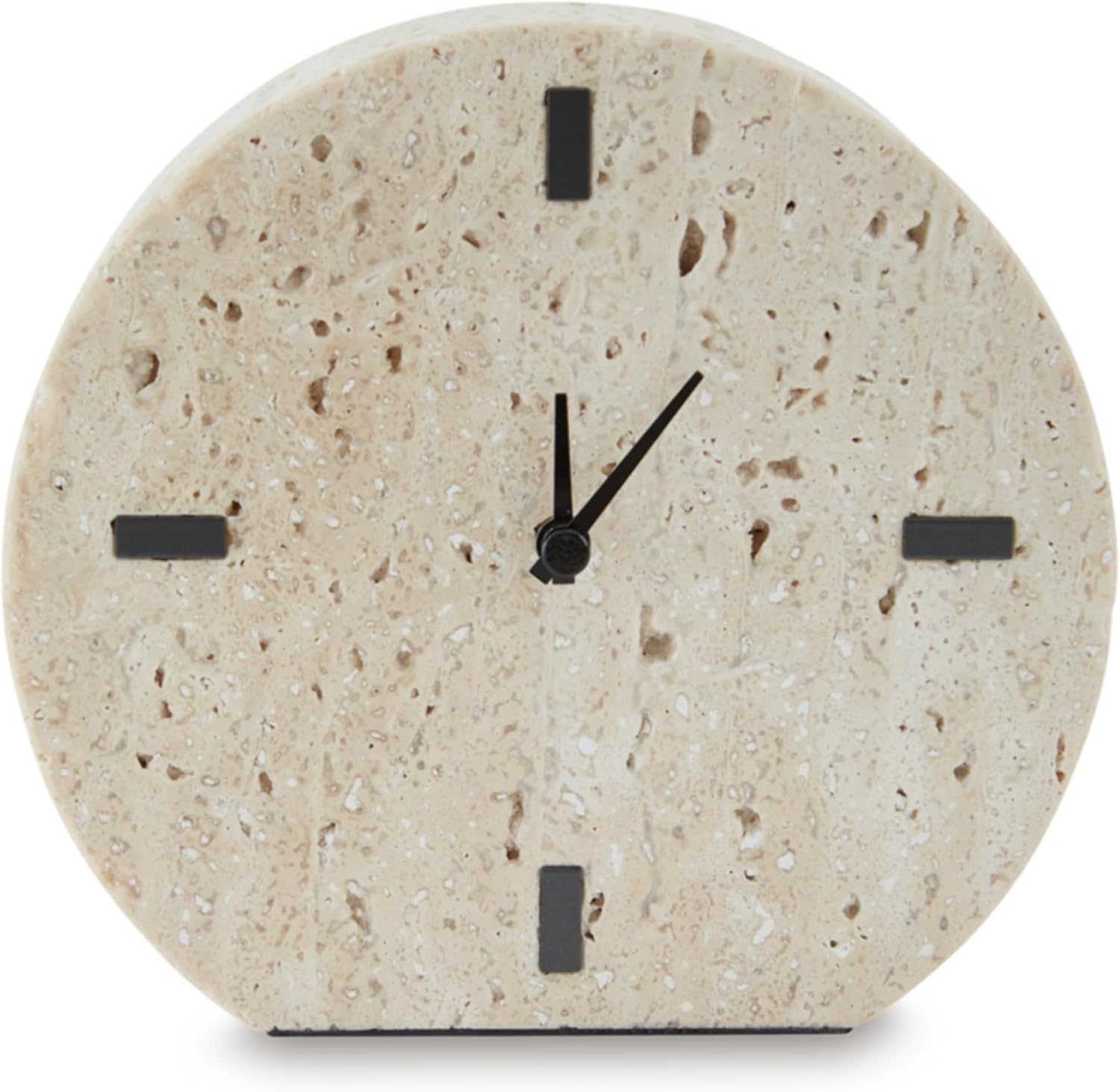 image:imageSignature Design by Ashley Donfordson Minimalist Travertine Analog Table Clock Set of 2 Beige amp Black