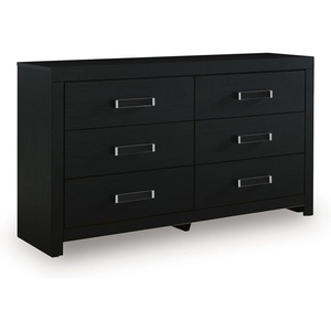 Signature Design by Ashley 59-Inch Modern Black 6 Drawer Bedroom Dresser