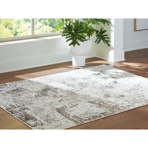 Signature Design by Ashley Barricland Area Rug, 5×7 Abstract, Gray & White