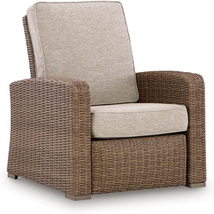 Signature Design by Ashley Outdoor Wicker Recliner, Carmel Bay, Beige