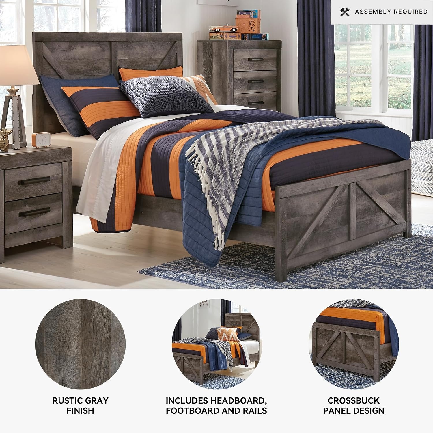 image:imageSignature Design by Ashley Wynnlow 3Piece Full Size Bed Frame GrayGrey