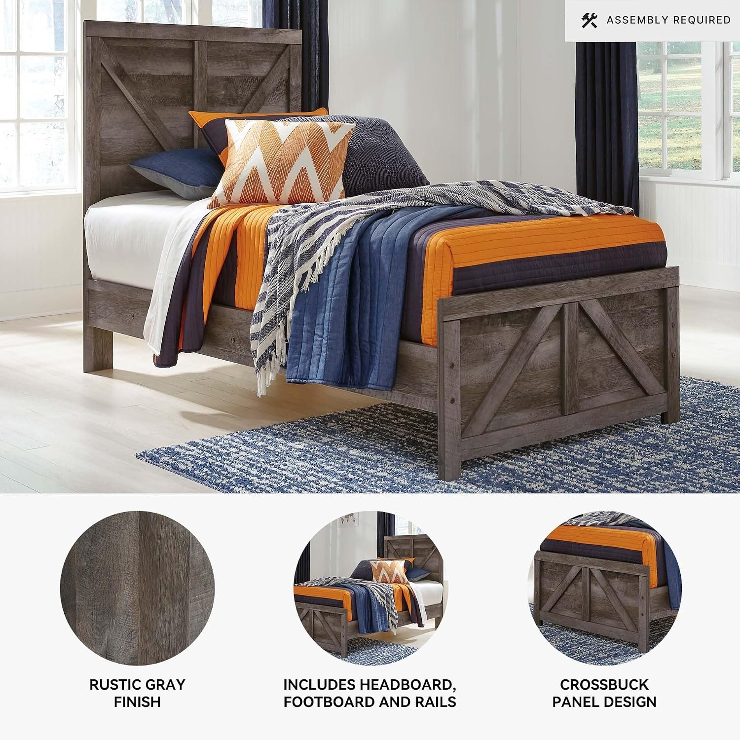 image:imageSignature Design by Ashley Wynnlow 3Piece Full Size Bed Frame GrayGrey