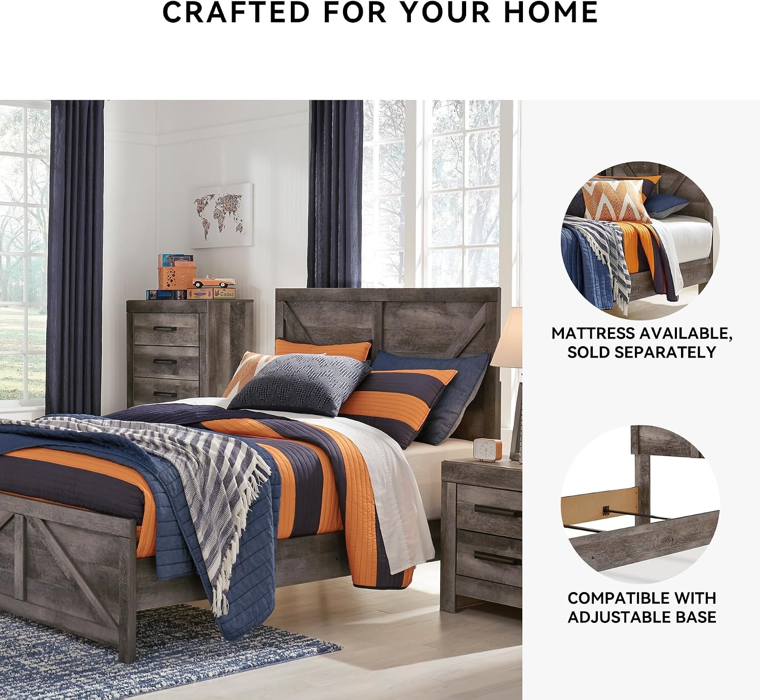 image:imageSignature Design by Ashley Wynnlow 3Piece Full Size Bed Frame GrayGrey
