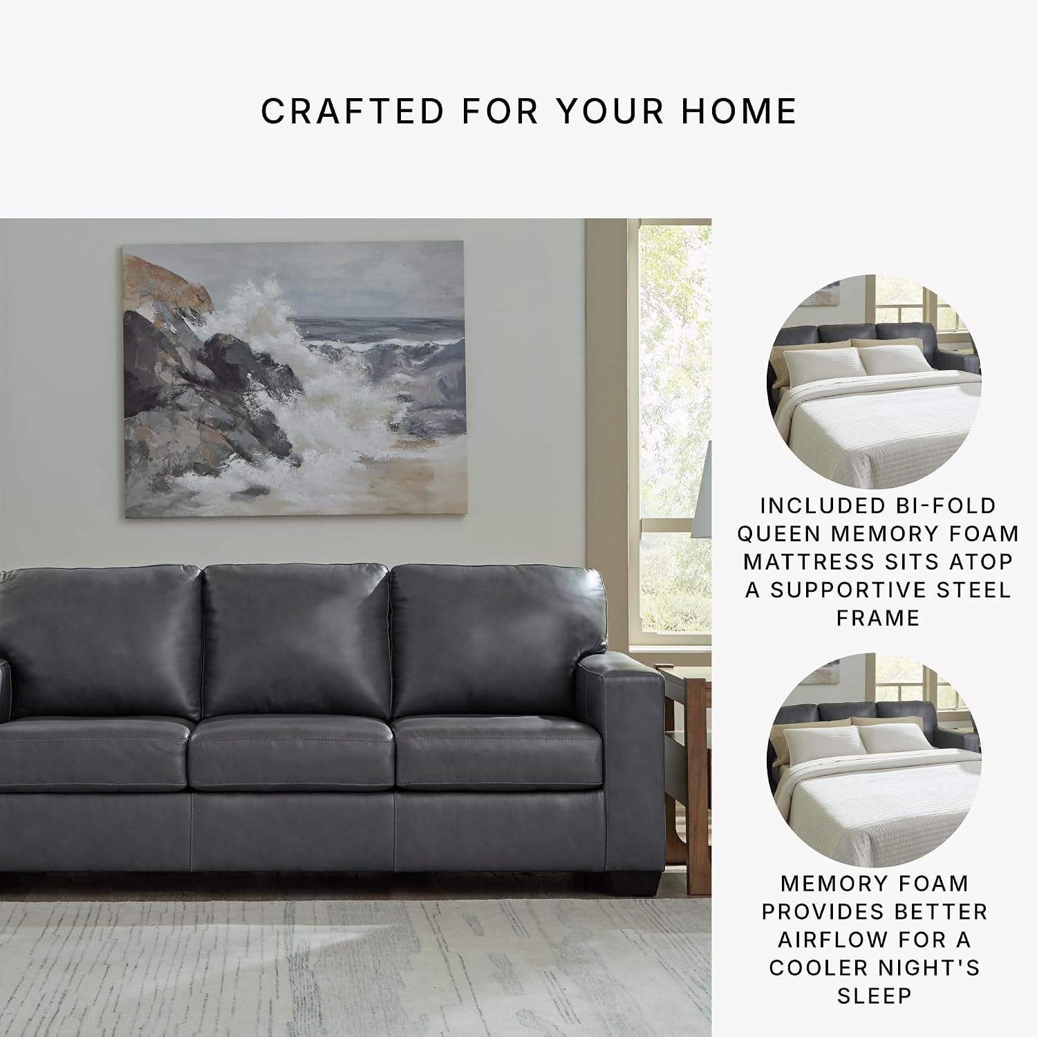 image:imageSignature Design by Ashley Leather Rocker Recliner Chair BlueBrown