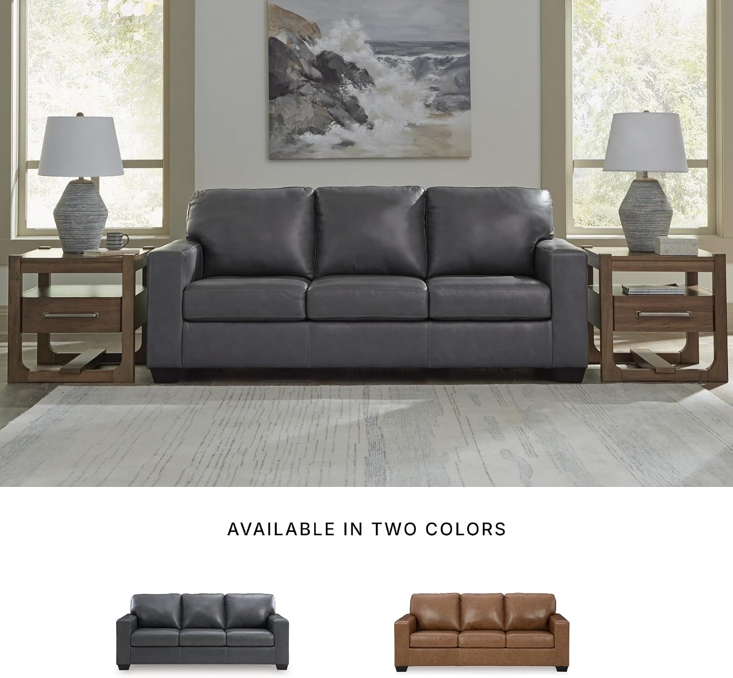 image:imageSignature Design by Ashley Leather Rocker Recliner Chair BlueBrown