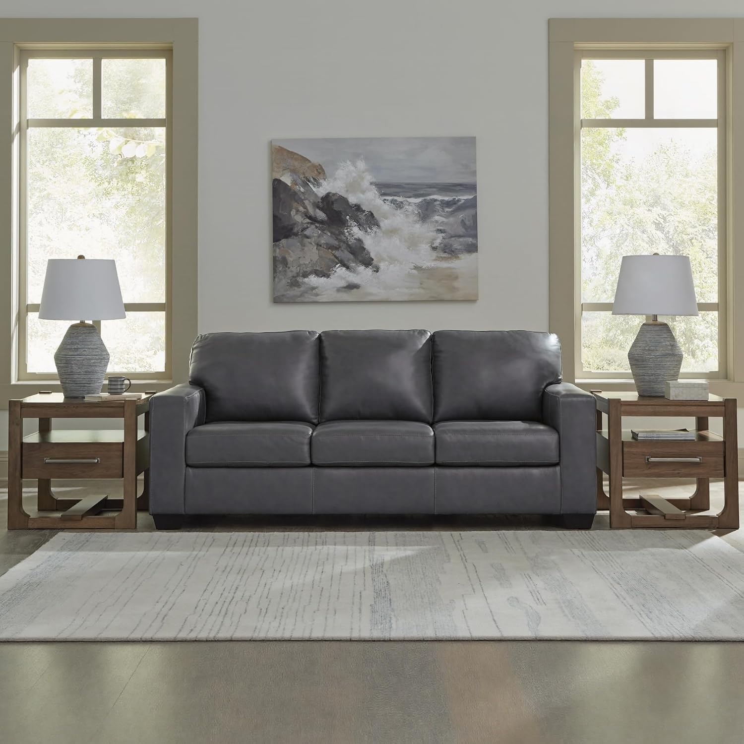 image:imageSignature Design by Ashley Leather Rocker Recliner Chair BlueBrown