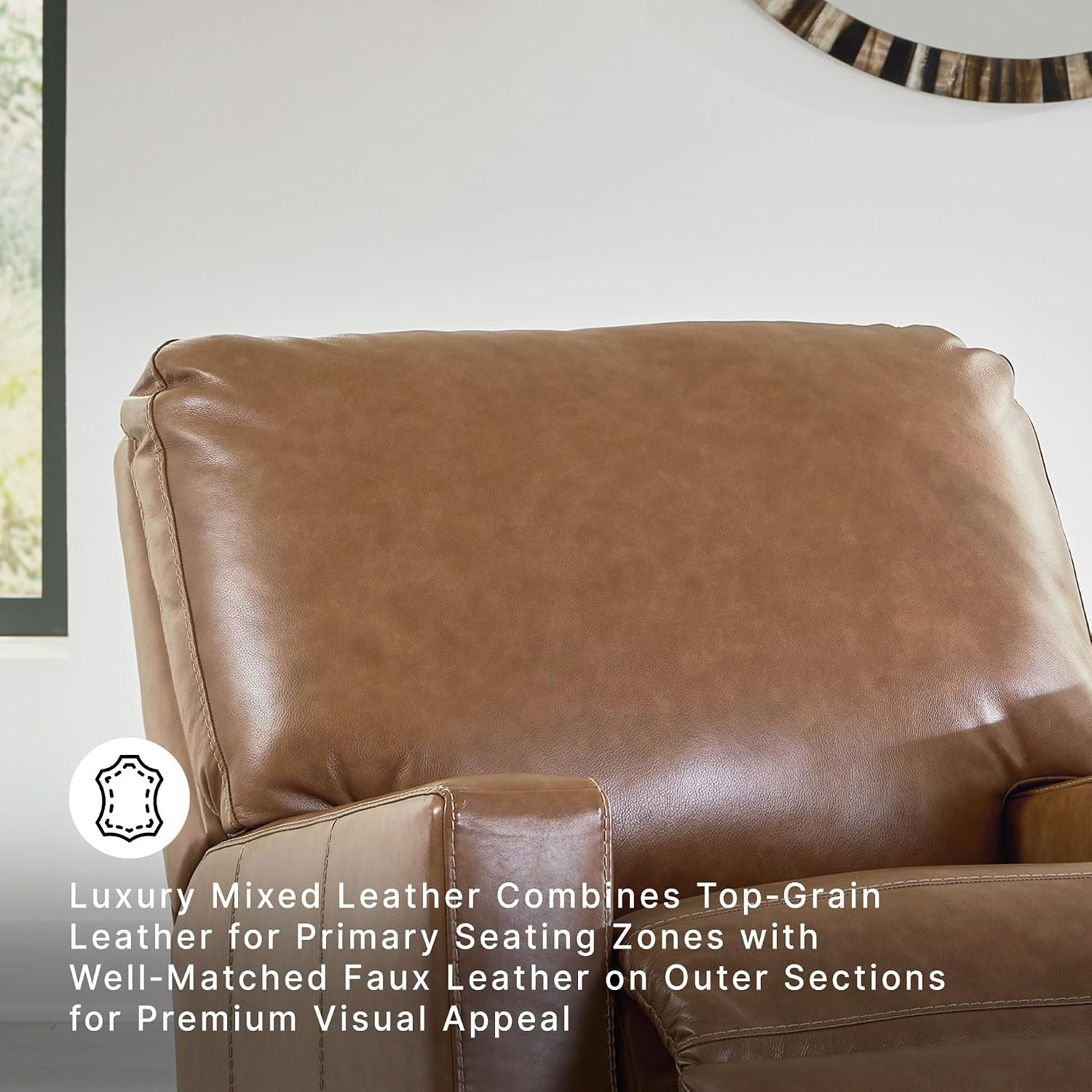 image:imageSignature Design by Ashley Leather Rocker Recliner Chair BlueCarmel