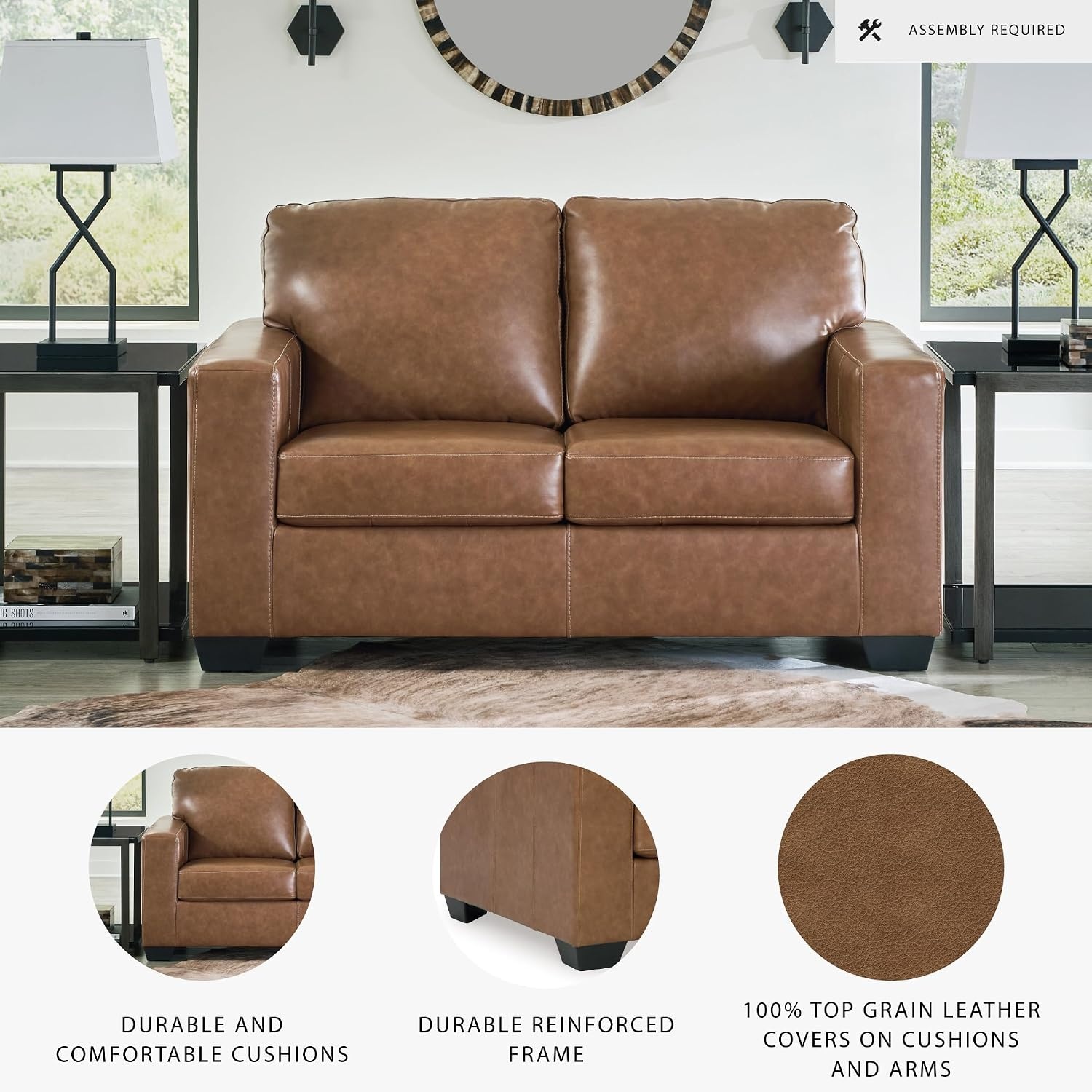 image:imageSignature Design by Ashley Leather Rocker Recliner Chair BlueCarmel