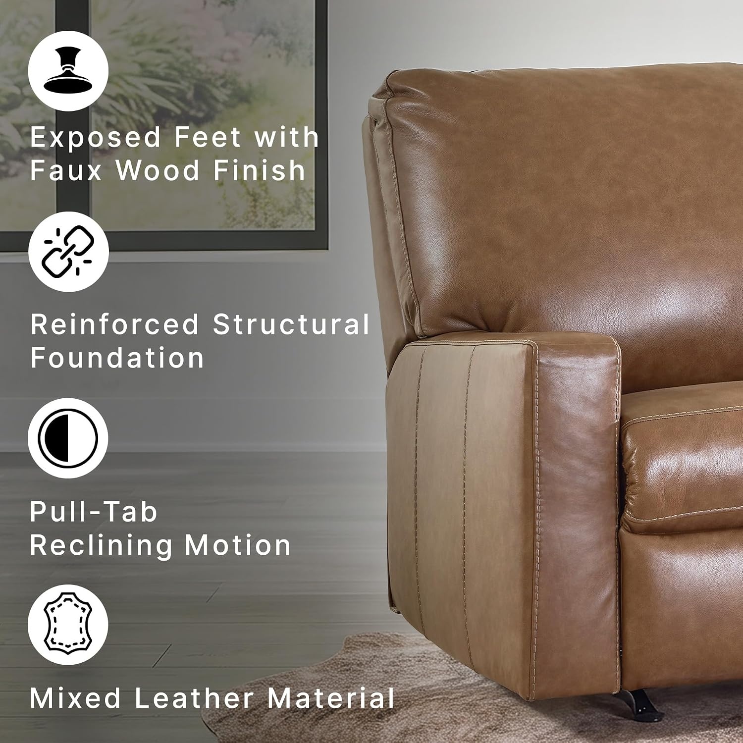 image:imageSignature Design by Ashley Leather Rocker Recliner Chair BlueCarmel