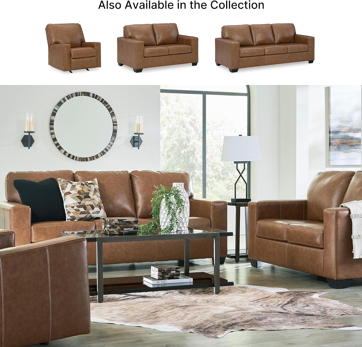 image:imageSignature Design by Ashley Leather Rocker Recliner Chair BlueCarmel