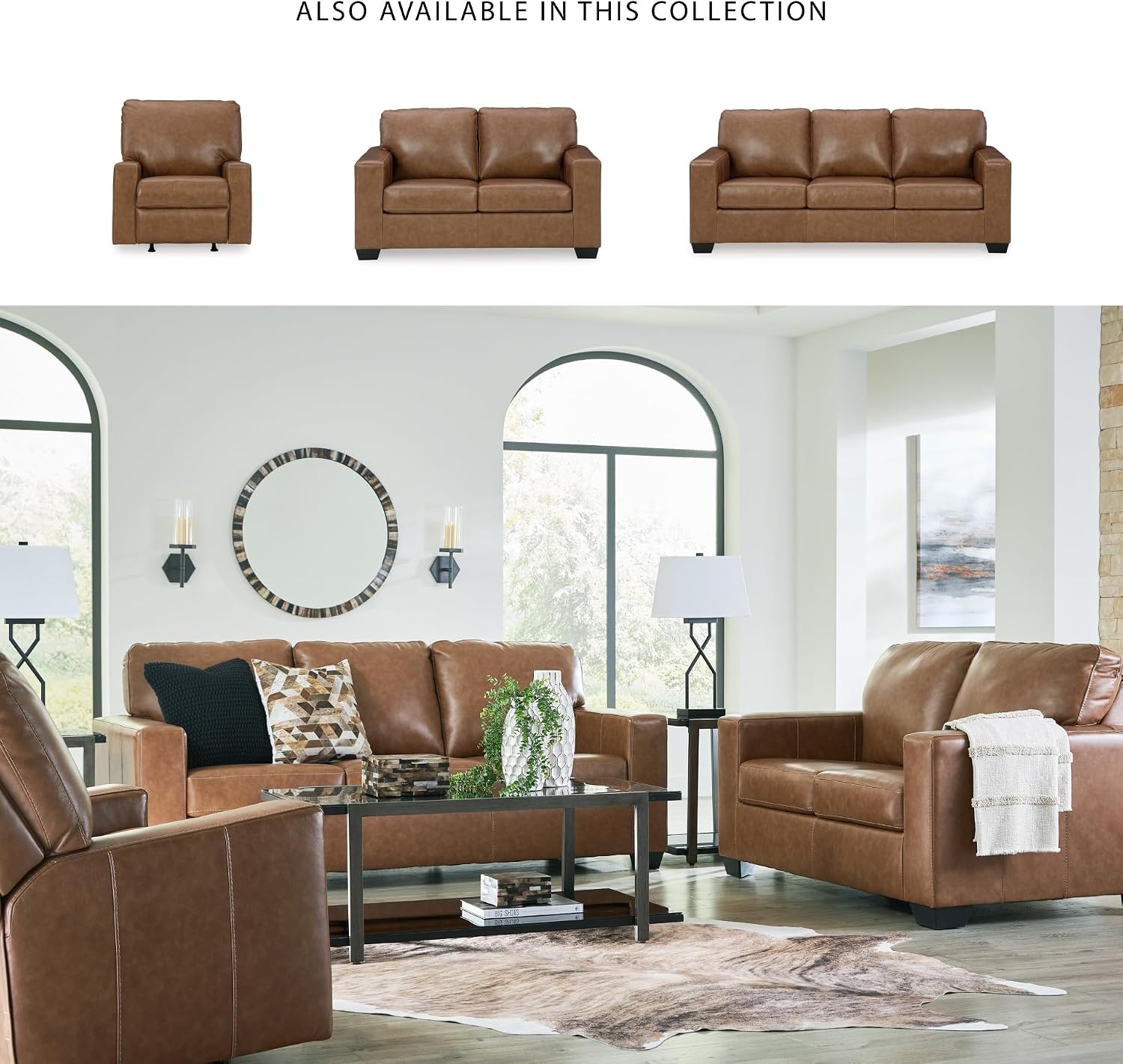 image:imageSignature Design by Ashley Leather Rocker Recliner Chair BlueCarmel